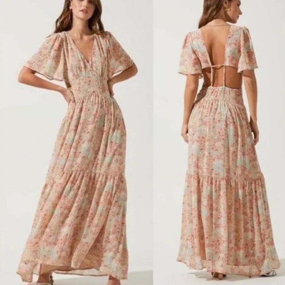 Astr Floral Maxi Dress - Pink and Cream